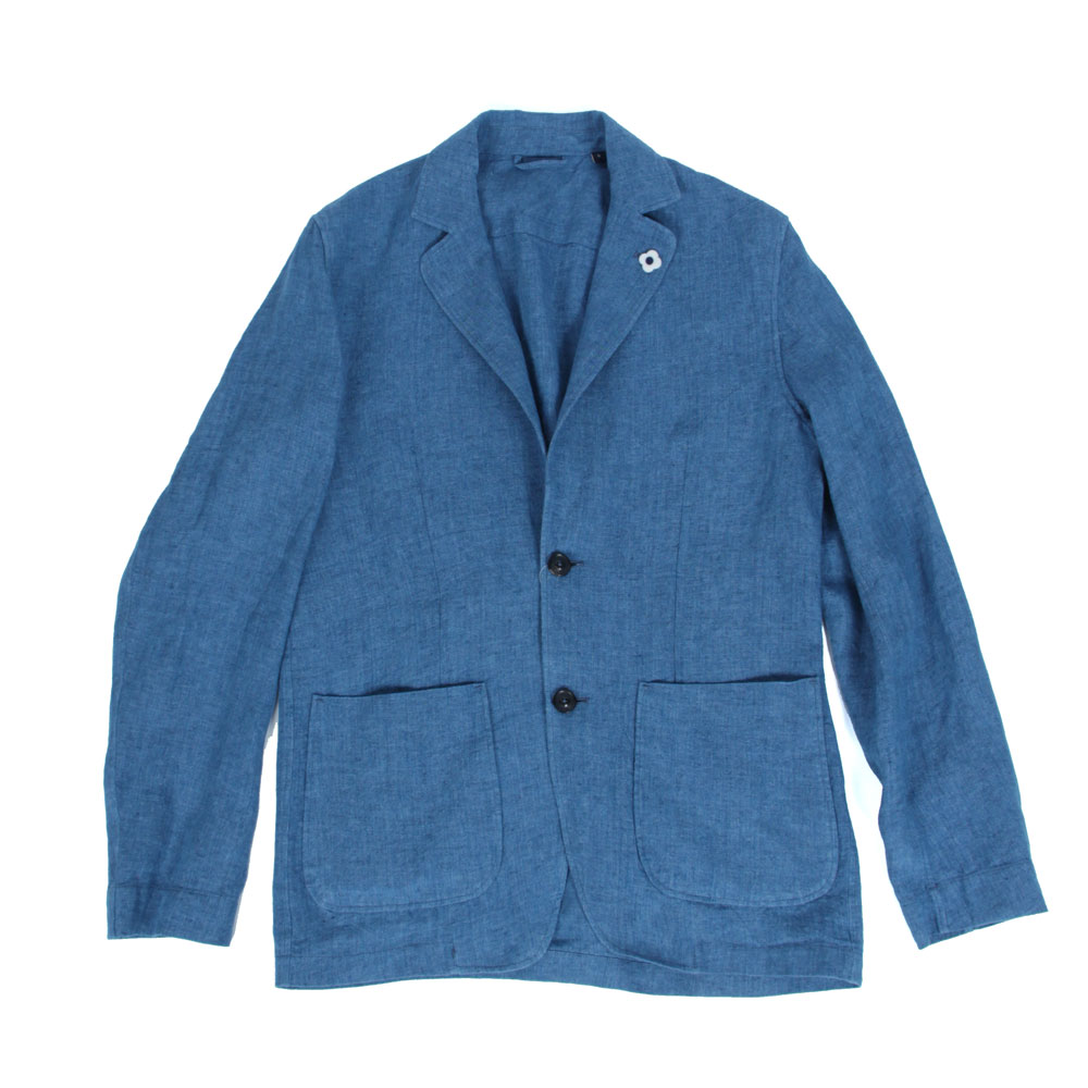 LARDINI ラルディーニ メンズ リネン シャツジャケット テーラードジャケット ブルー ネイビー 3116-aamaj425 国内正規品