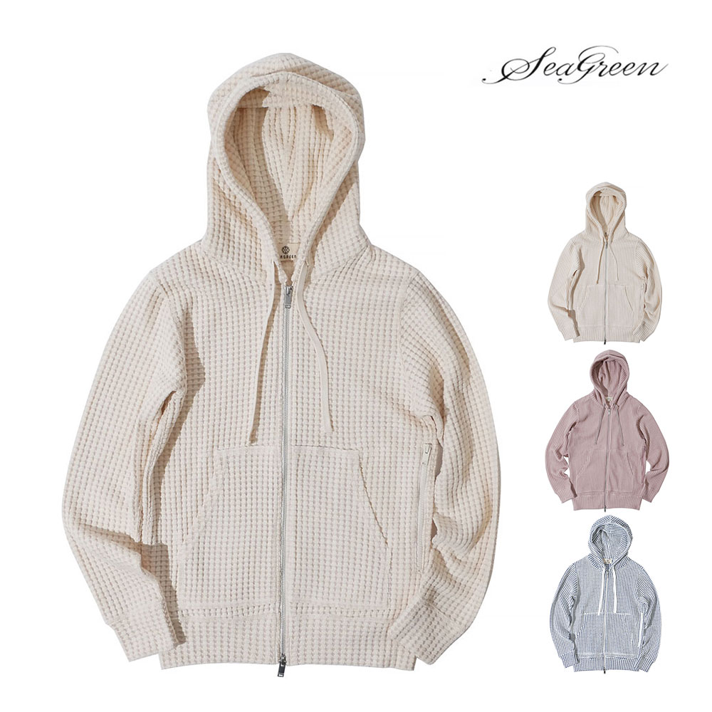 SEAGREEN（シーグリーン） メンズ オニ ワッフルパーカー ジップアップ