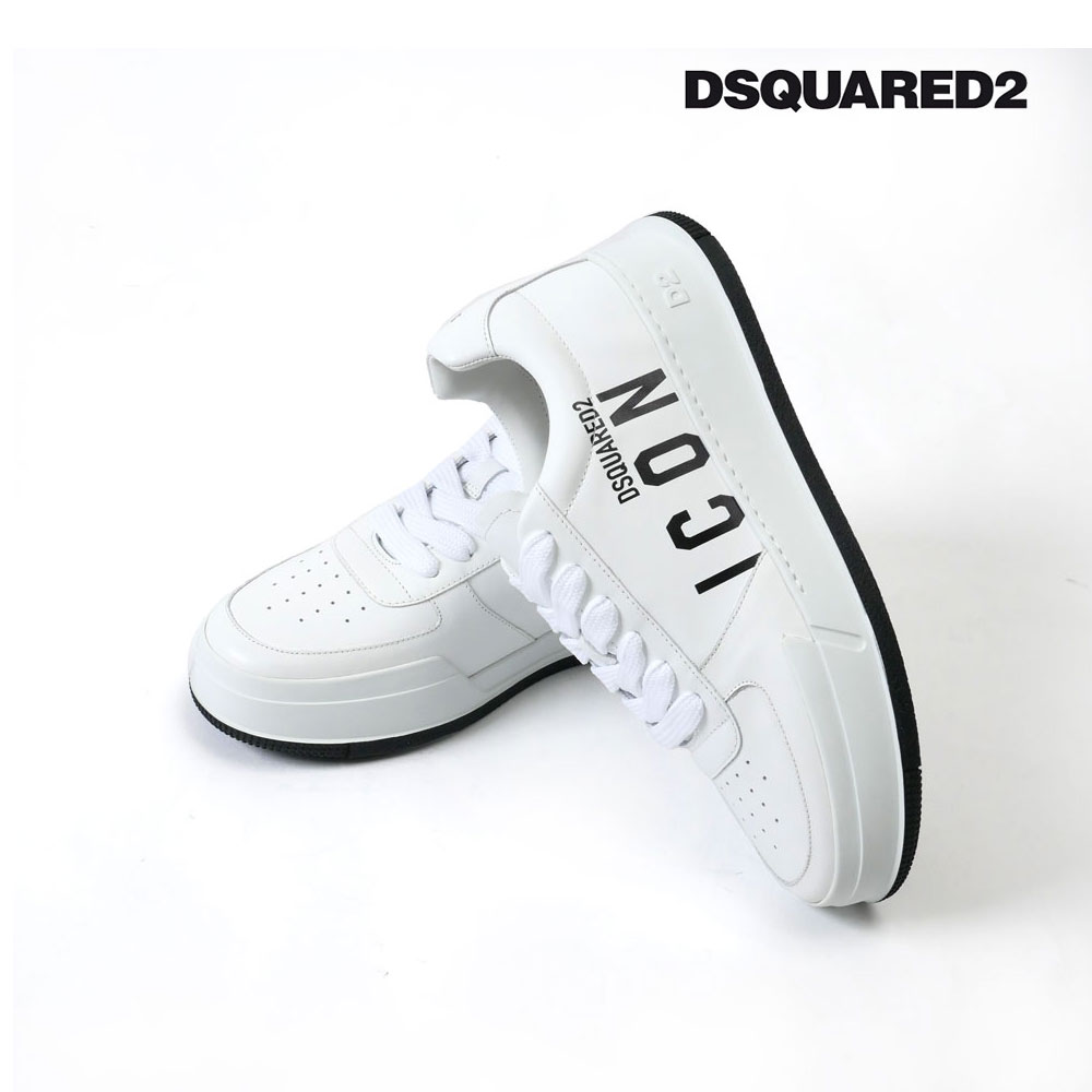 DSQUARED2 ディースクエアード メンズ ICON SNEAKERS レザー スニーカー ホワ...