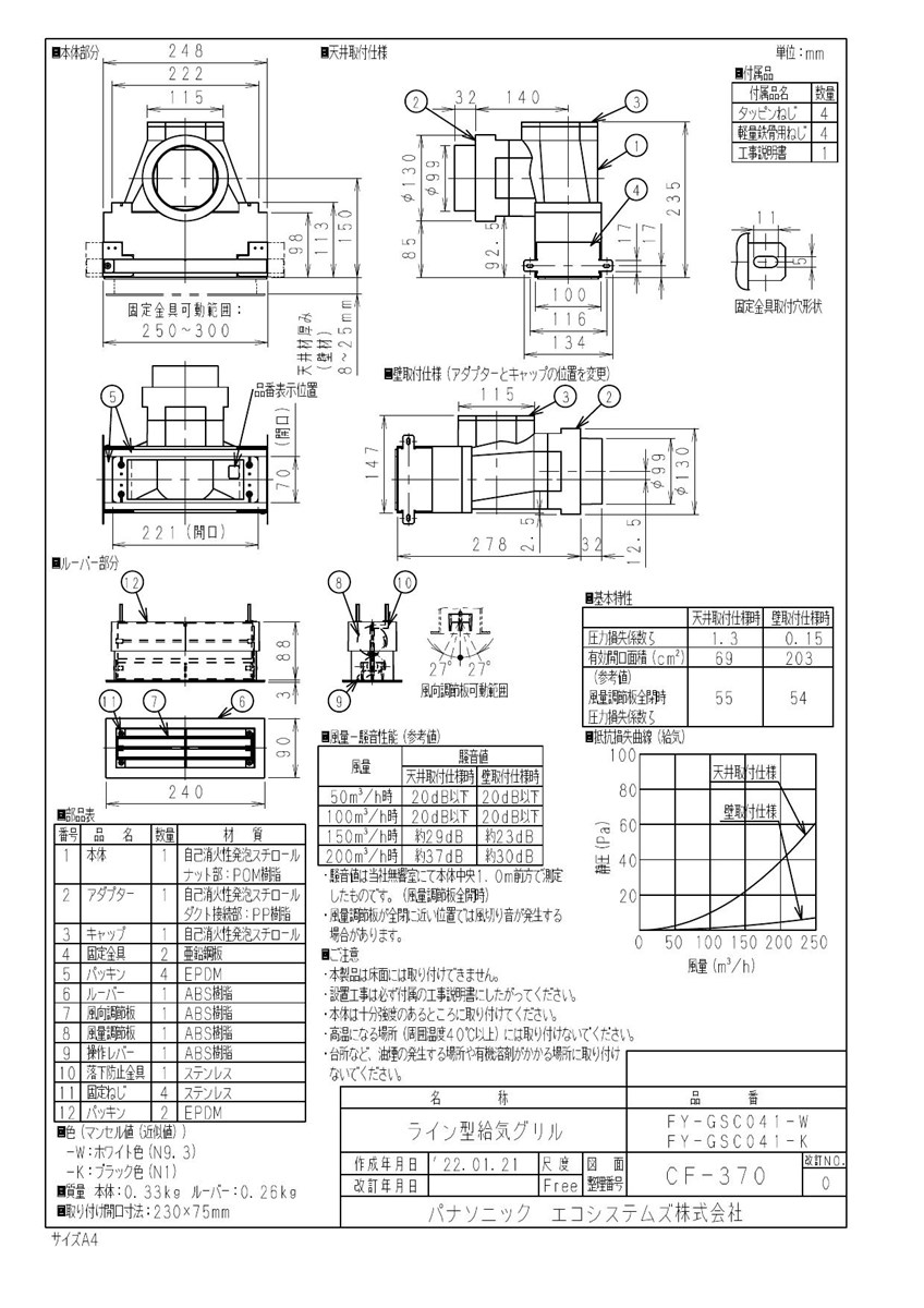 パナソニック Panasonic 換気扇部材 【FY-GSC041-W】ライン型給気グリル 風量・風向調節機能付 φ100用 ホワイト : fy- gsc041-w : 住宅設備のプロショップDOOON!! - 通販 - Yahoo!ショッピング