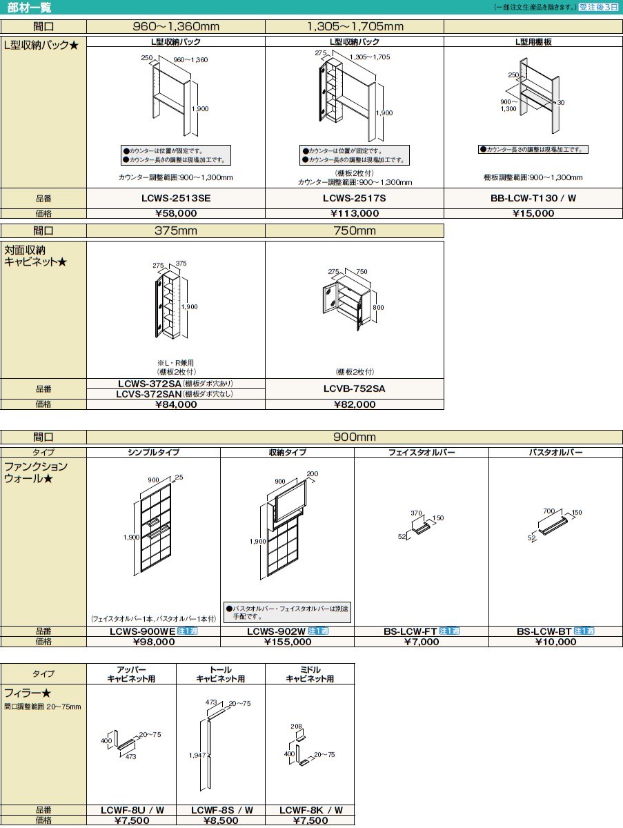 INAX・LIXIL ピアラ 対面収納キャビネット【LCVB-752SA】 間口750mm