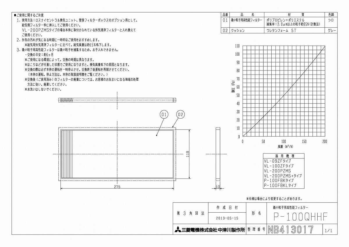 人気絶頂 ###π三菱 部材 P-95HHF 微小粒子用 高性能フィルター discoversvg.com