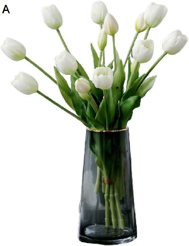 造花と花瓶 花瓶に入ったシミュレーションチューリップ、造花フェイクチューリップブーケ リアルタッチフェイクチューリップホームガーデンウェディ｜up-g｜03