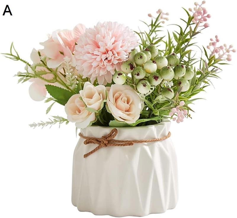 造花 陶磁器の花瓶の造花、人工的なハイランジャーの花のための偽の花の結婚式のホームパーティーのテーブルの中心深みの装飾 造花 インテリア (Col｜up-g｜03