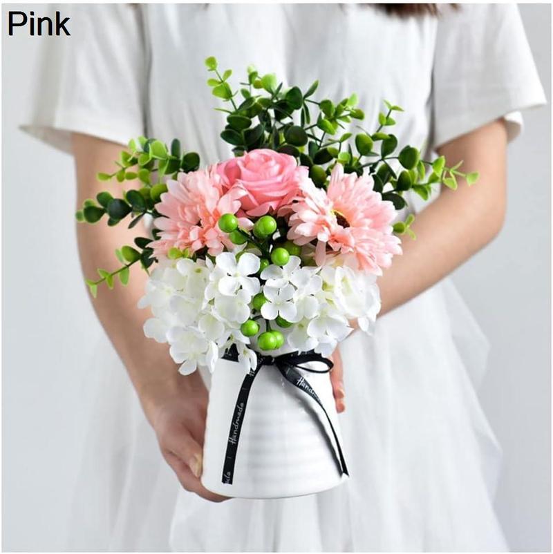 造花 インテリア シルククロス造花の結婚式の家のダイニングテーブルの装飾ブーケ花瓶セット可愛い風景 造花 (Color : Pink)｜up-g｜02