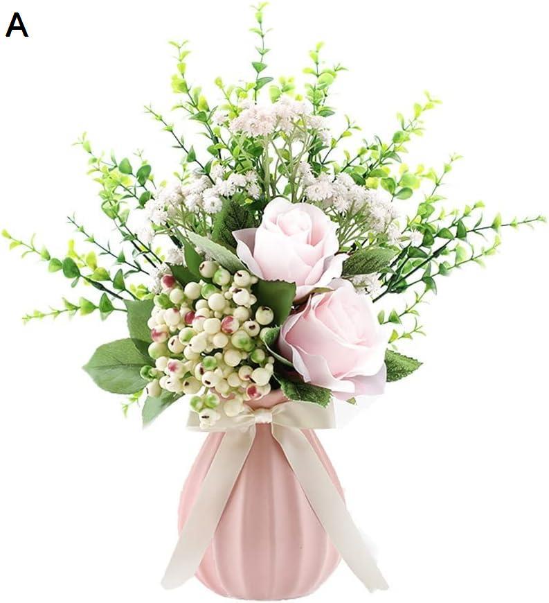 造花 インテリア ハジア/ベリー造花の花嫁の花嫁の花瓶の花瓶の花瓶の花瓶セット家のリビングルームの装飾 造花 (Color : B)｜up-g｜02