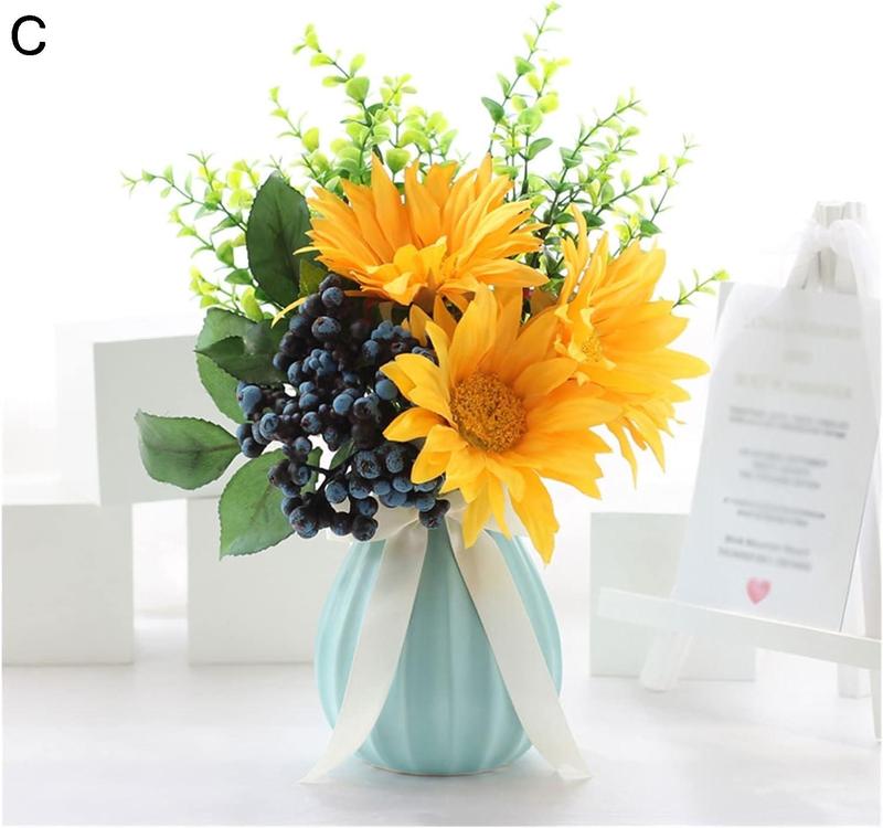 造花 インテリア ハジア/ベリー造花の花嫁の花嫁の花瓶の花瓶の花瓶の花瓶セット家のリビングルームの装飾 造花 (Color : B)｜up-g｜04