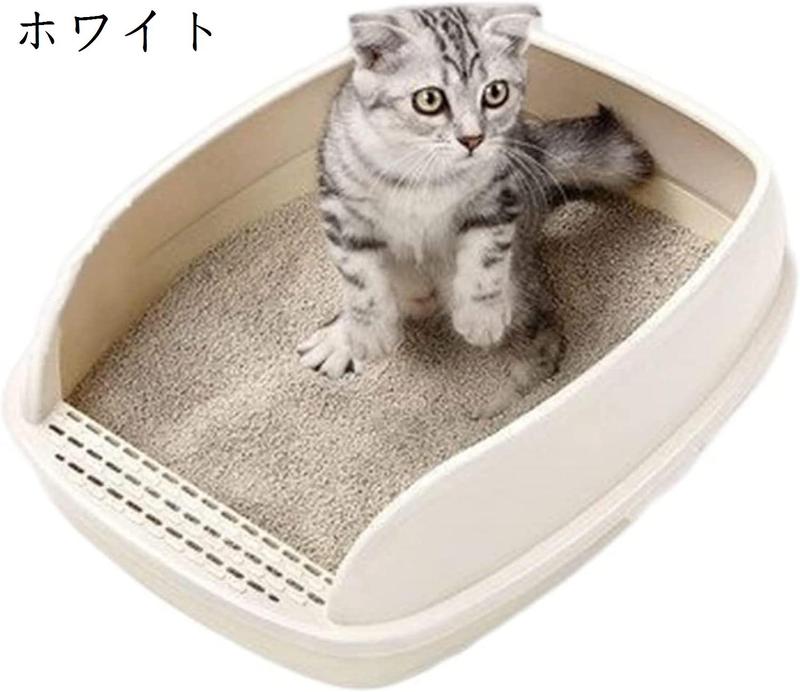 猫用トイレ本体 50x36x33cm 子猫 小型 ハーフカバー 猫トイレ システム 長方形 おしゃれ 猫用 トイレ 掃除しやすい 軽量｜up-g｜03