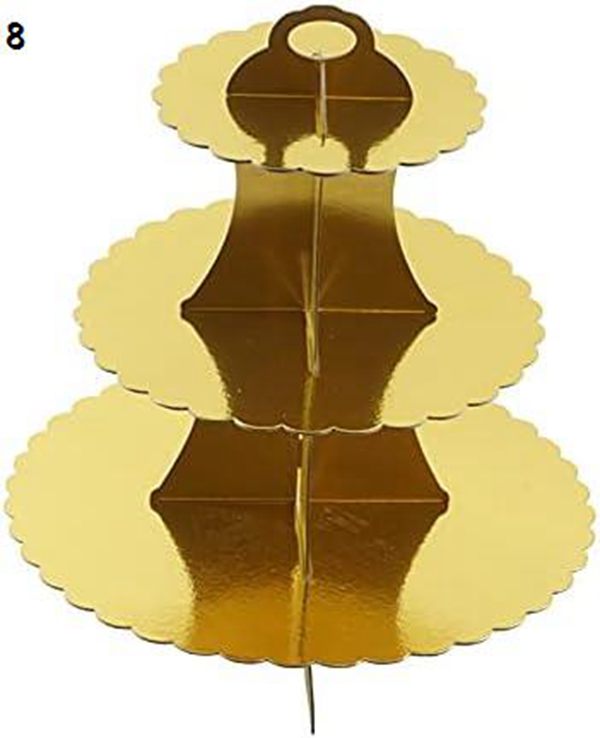 ケーキスタンド 3層紙青銅色のケーキスタンドバースデーパーティーウエディングケーキの装飾 DIYペーパークラフトデザートディスプレイ｜up-g｜12