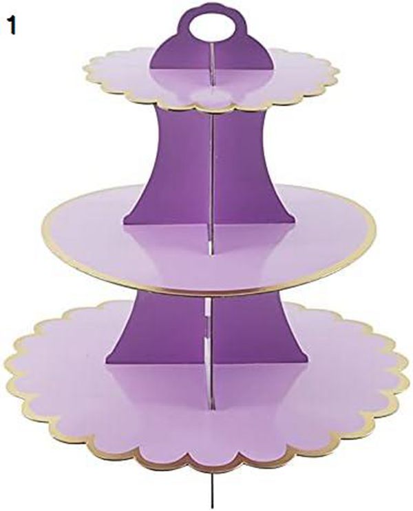 ケーキスタンド 3層紙青銅色のケーキスタンドバースデーパーティーウエディングケーキの装飾 DIYペーパークラフトデザートディスプレイ｜up-g｜02