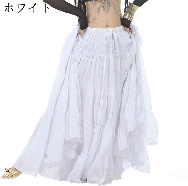 女性のベリーダンススカート、25ヤードの部族ジプシーダンサースイングダンススカート、L37.79インチの衣装｜up-g｜11