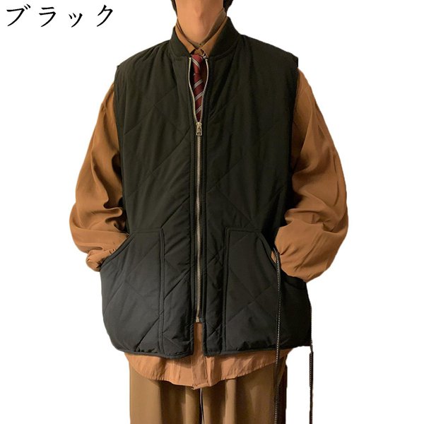 ダウンコットンベスト 4xl メンズ コットンベスト 中綿 ノーカラー 超?量 大きいサイズ 冬服 ...