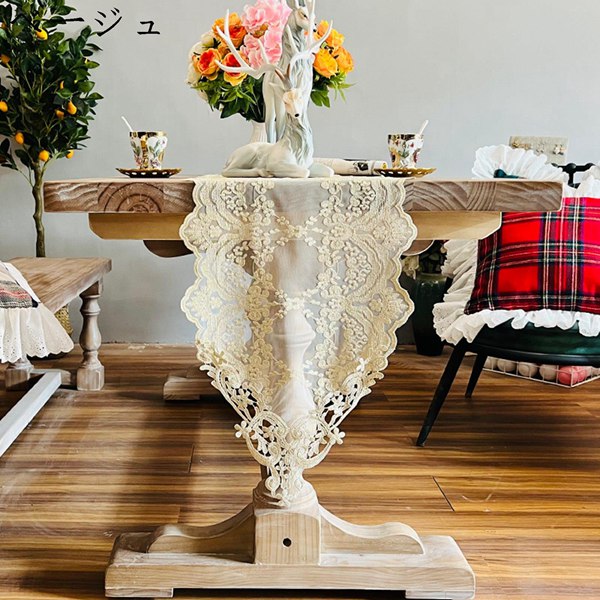 優雅 簡約 レーステーブルランナー 花柄の刺繍 家具カバー テーブルセンター クロス 装飾 良い手触り おもてなし マット テーブルカバー｜up-g｜04