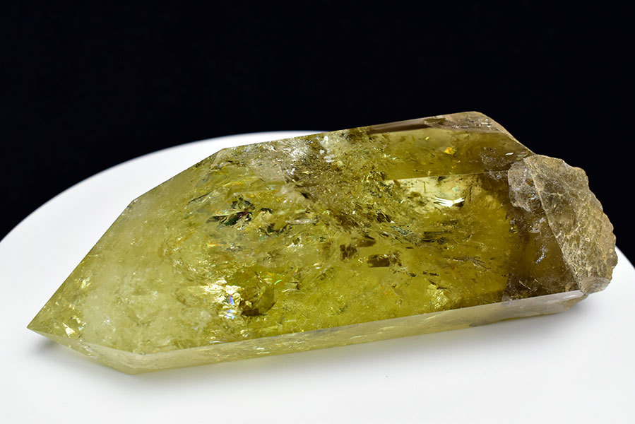 シトリン ポイント (約662.5g) レインボー 六角柱 天然非加熱 ブラジル