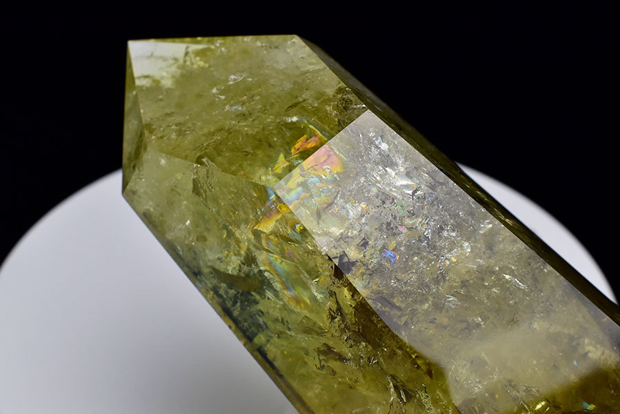 シトリン ポイント (約662.5g) レインボー 六角柱 天然非加熱 ブラジル