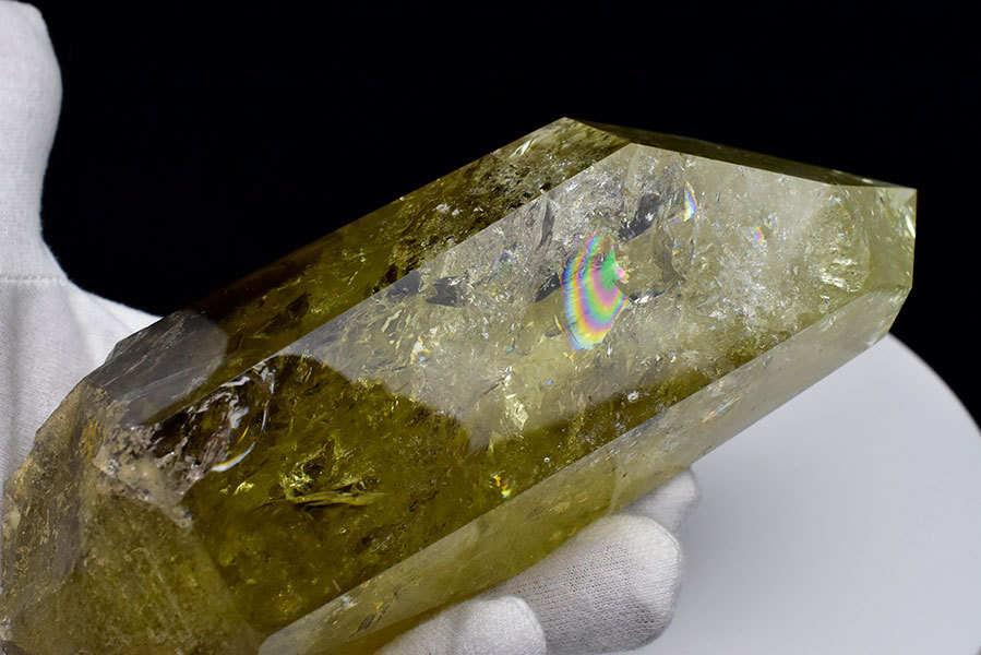 シトリン ポイント (約662.5g) レインボー 六角柱 天然非加熱 ブラジル