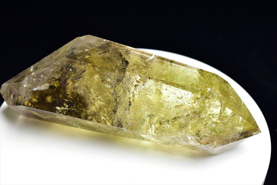 シトリン ポイント (約985g) レインボー 六角柱 ブラジル産 非加熱