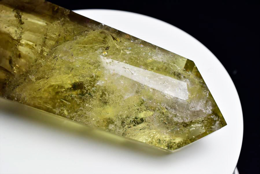 シトリン ポイント (約985g) レインボー 六角柱 ブラジル産 非加熱