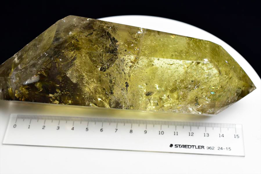 シトリン ポイント (約985g) レインボー 六角柱 ブラジル産 非加熱