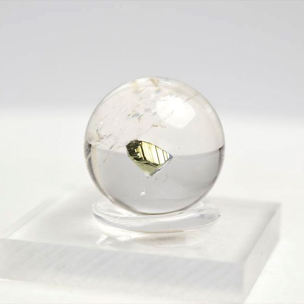 パイライトインクォーツ (約17.8mm珠) AAAA 黄鉄鉱入り水晶 丸玉 