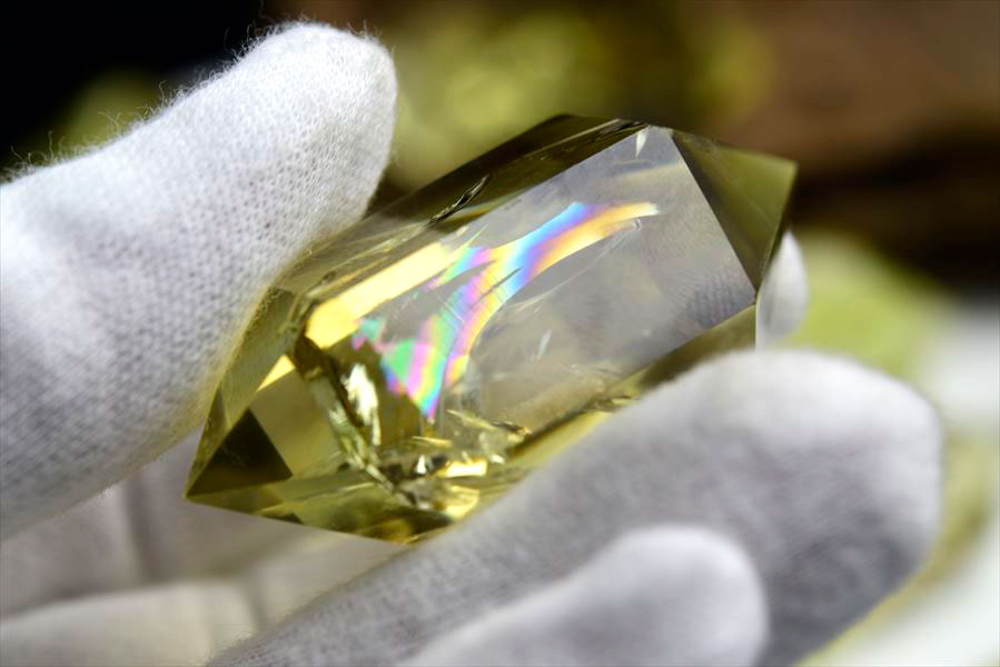 虹入り シトリン ダブルポイント 両剣黄水晶 種類お任せ (約30g~40g