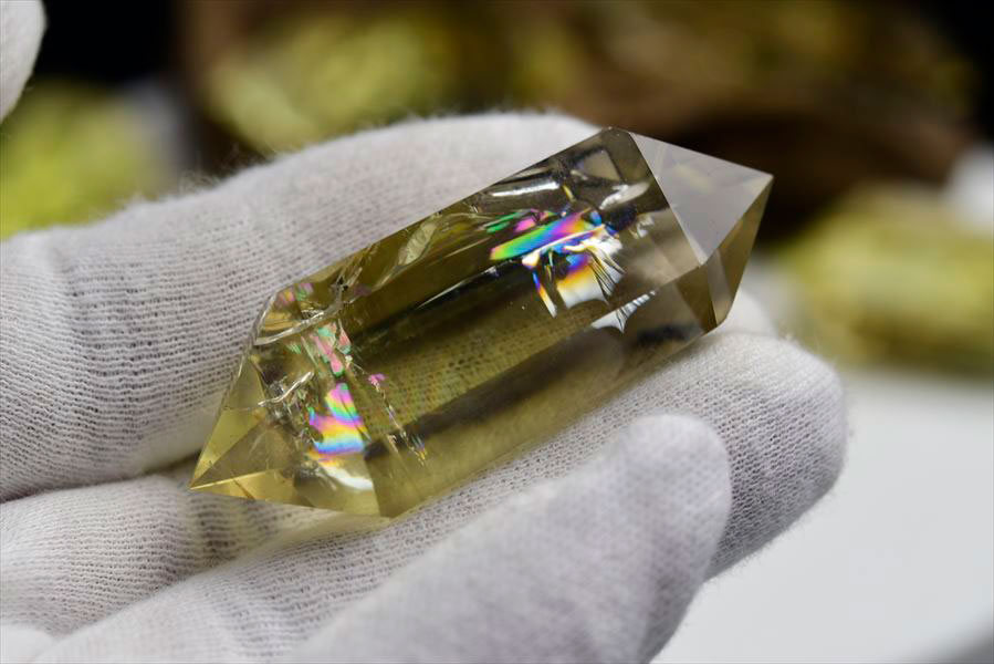 虹入り シトリン ダブルポイント 両剣黄水晶 種類お任せ (約30g~40g