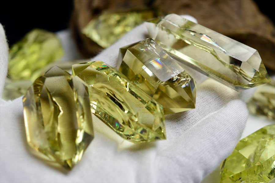 虹入り シトリン ダブルポイント 両剣黄水晶 種類お任せ (約30g~40g