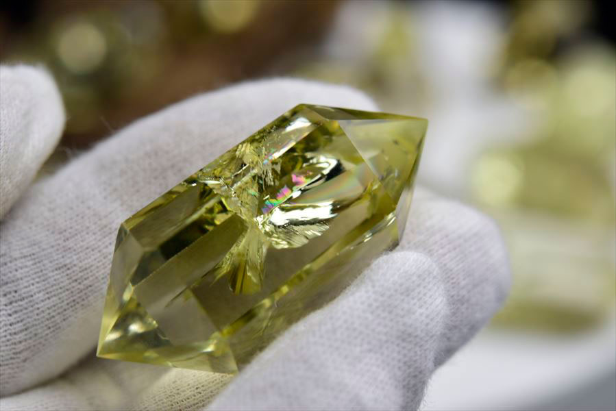 ブラジル産 天然シトリン シトリン 黄水晶 スモーキーシトリン レインボー ダブルポイント ダブルターミネイテッド DT 両剣 ポイント 六角柱 置物 天然石 パワーストーン