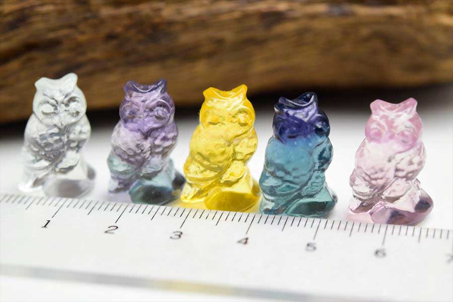 フローライト フクロウ 置物 タンブル 蛍石 天然石 パワーストーン