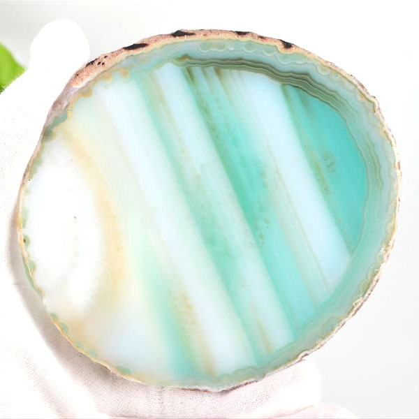アゲート 瑪瑙 スライス グリーンカラー 規格サイズ：3号 現物画像 