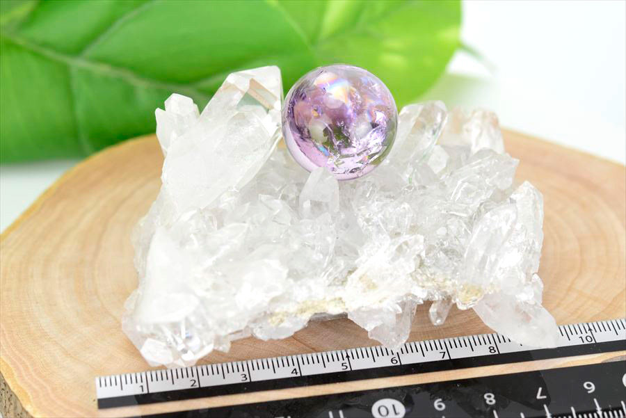 極上虹入り ラベンダーアメジスト丸玉 スフィア コリント産水晶