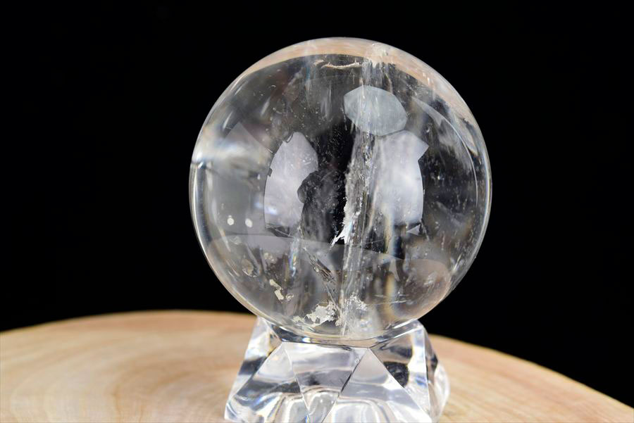 レインボー水晶 丸玉 アイリスクォーツ 天然水晶 現物画像 台座付