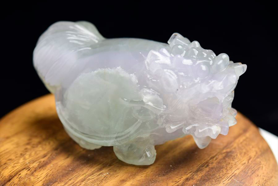 正財運 フローライト 蛍石 龍亀 ロングイ彫刻 置物 (約389g) マルチ