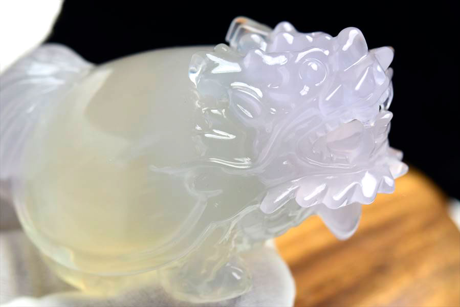 正財運 フローライト 蛍石 龍亀 ロングイ彫刻 置物 (約361.5g) マルチ