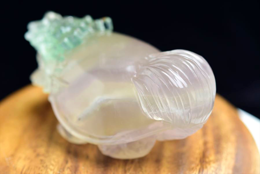 正財運 フローライト 蛍石 龍亀 ロングイ彫刻 置物 (約385.5g) マルチ