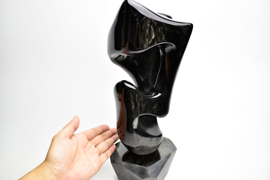 レインボーオブシディアン (約3680g) ポリッシュ 置物 オブジェ