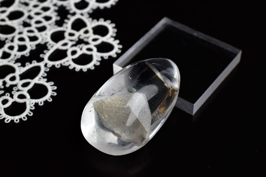 ファントムクォーツ (約16.3g) ダブルカボション ルース タンブル 大粒