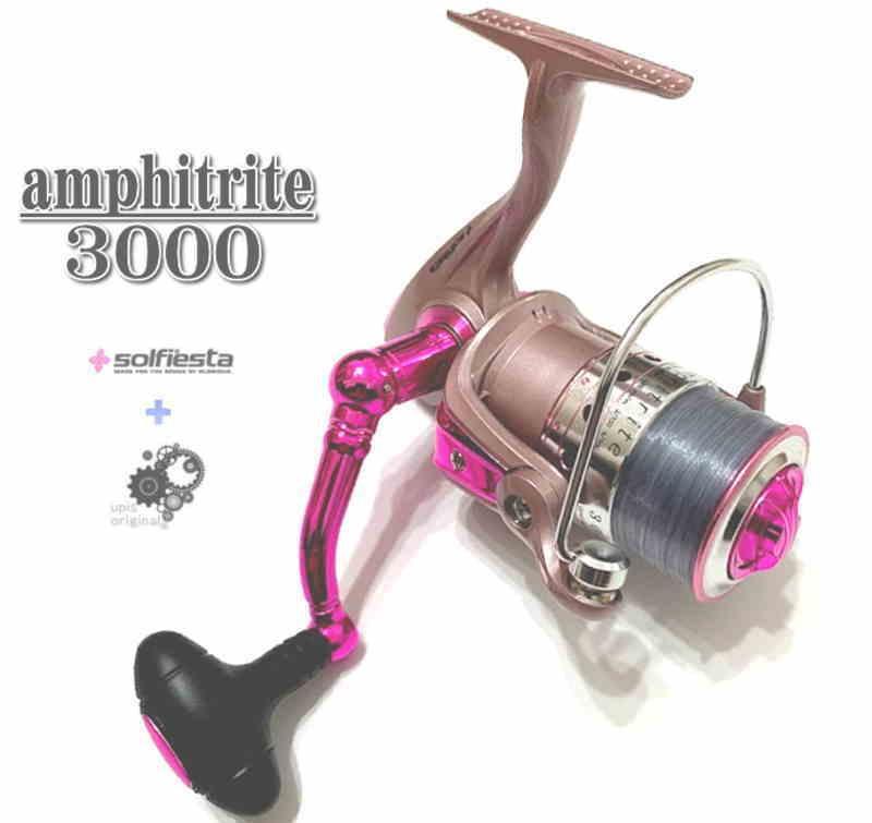 当店オリジナル Amphitrite3000 ピンク 3号相当約150ｍ糸巻き済 スピニングリール ピンク 可愛い ライトシーバス エギング サビキ