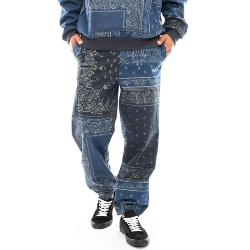 すぐ届く◆RVCA ルーカ◆バンダナ 上下 セットアップ ブラック RVCA スウェットパンツ ジャージ RVCA/ルーカ バンダナ総柄 撥水