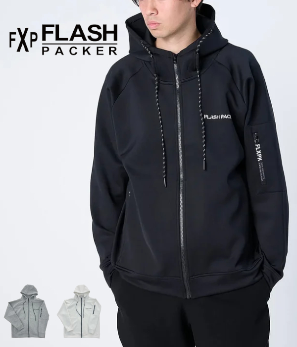 FLASH PACKER フラッシュパッカー XP-AIR PARKA エアテンション ダンボールニット ジップパーカー メンズ スウェット カジュアル スポーツ フーディ ジャージ | FLASH PACKER