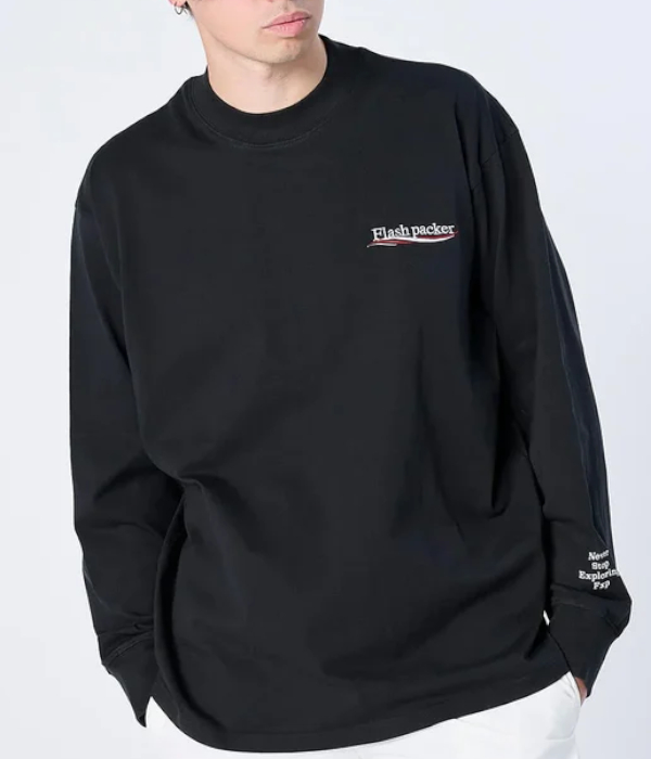 FLASH PACKER フラッシュパッカー XSMLT-WV セミモックネック ロングスリーブTシャツ メンズ 長袖 ロゴ カジュアル スポーツ カットソー シンプル | FLASH PACKER | 01