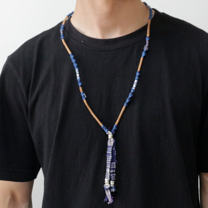 wakami ワカミ テキスタイル レザーネックレス ロング ハンドメイド 革紐 メンズ レディース ユニセックス プレゼント | wakami | 12