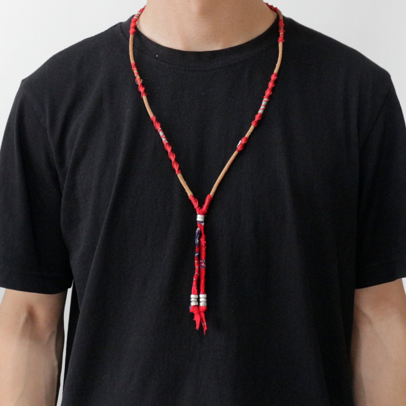 wakami ワカミ テキスタイル レザーネックレス ロング ハンドメイド 革紐 メンズ レディース ユニセックス プレゼント | wakami | 08