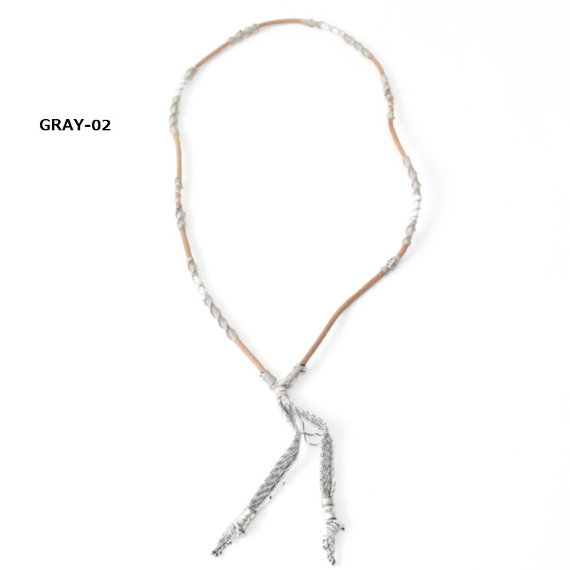 wakami ワカミ テキスタイル レザーネックレス ロング ハンドメイド 革紐 メンズ レディース ユニセックス プレゼント | wakami | 02