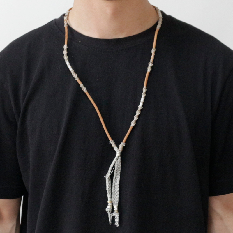 wakami ワカミ テキスタイル レザーネックレス ロング ハンドメイド 革紐 メンズ レディース ユニセックス プレゼント | wakami | 10