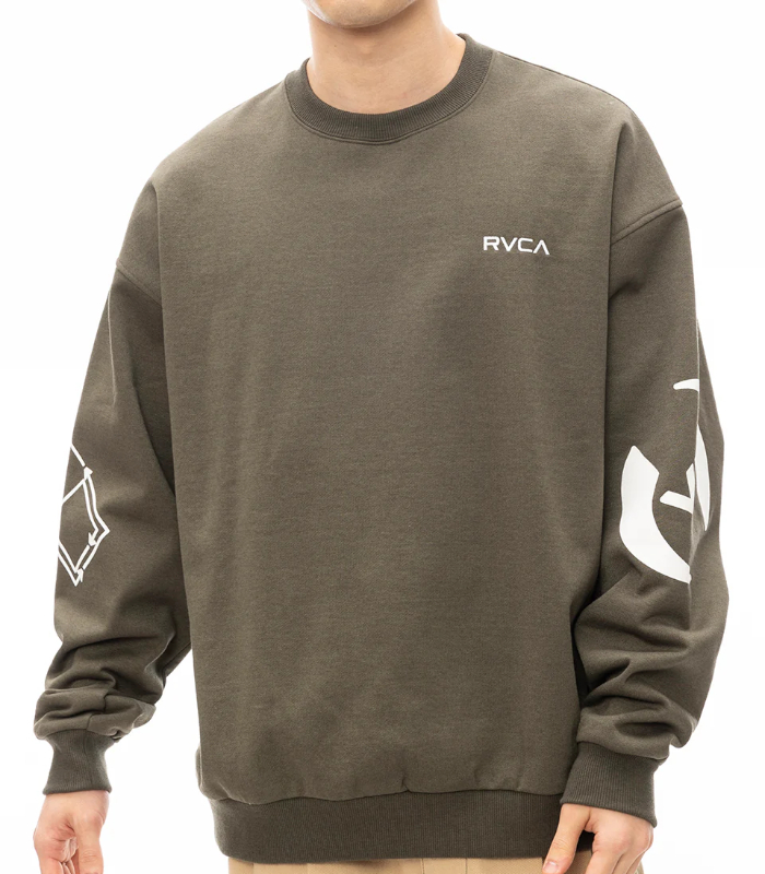 完売必須 大人気 RVCA STACKHOUSE CR トレーナー 袖がPOINT OUTLET】RVCA メンズ STACKHOUSE CR トレーナー BLK 【2024年