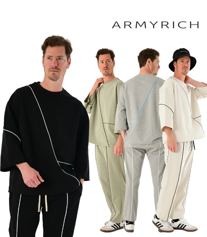 ARMYRICH アーミーリッチ オーバーサイズ9分袖パイピングシャツ