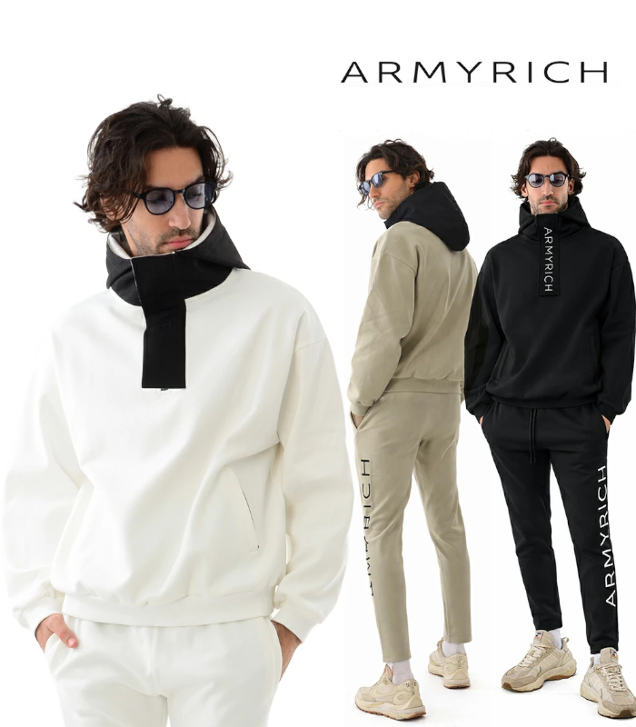 ARMYRICH アーミーリッチ 鹿の子ハーフジッププルパーカーセットアップ メンズ 上下セット ジャージ 男性 スポーツ カジュアル ルームウェア トレーニング | 