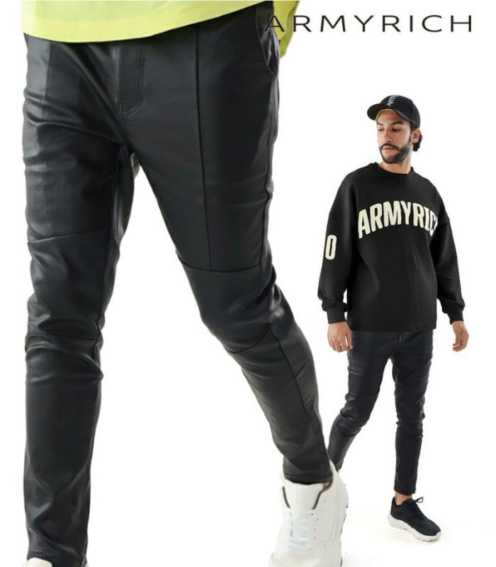 ARMYRICH アーミーリッチ PUコーティングスキニーパンツ メンズ デニム ストレッチ ジーンズ カジュアル ストリート スリム 細身 | 