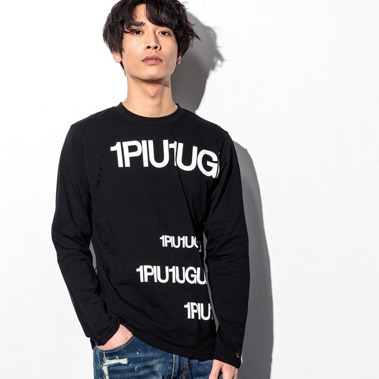 1PIU1UGUALE3 RELAX ウノピゥウノウグァーレトレリラックス 総ロゴ 長袖 Tシャツ ロンT カットソー メンズ レディース  ユニセックス ロゴTEE